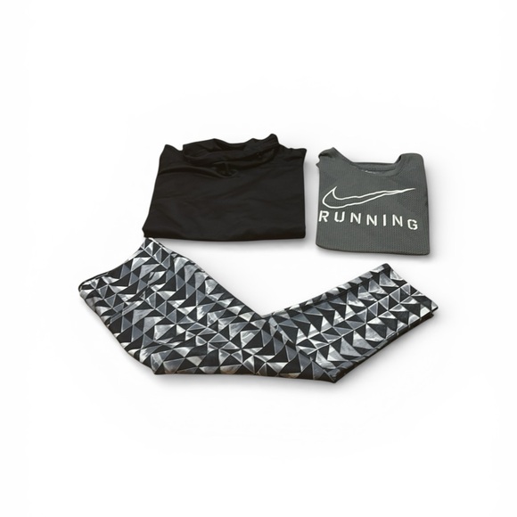 Nike Other - Nike Women’s Three Piece Set with Black
Tops & Geometric Patterned Capri